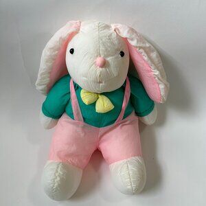 Vintage 1992 Gibson Easter bunny Plush Pink Parachute Nylon Puffalump style